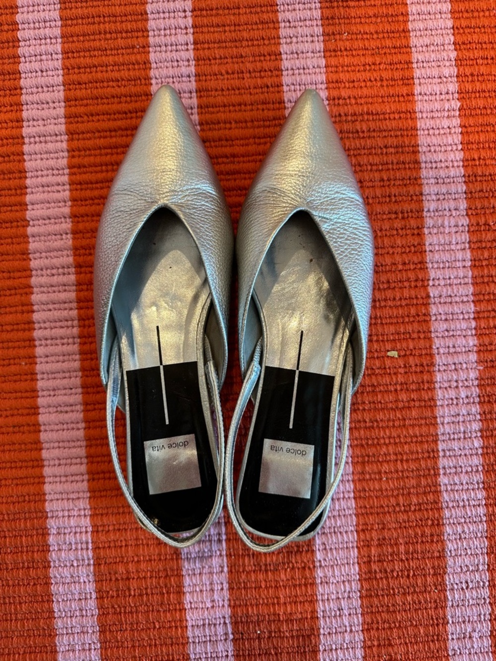 Dolce Vita Metallic Silver Pointed Slingback Flats